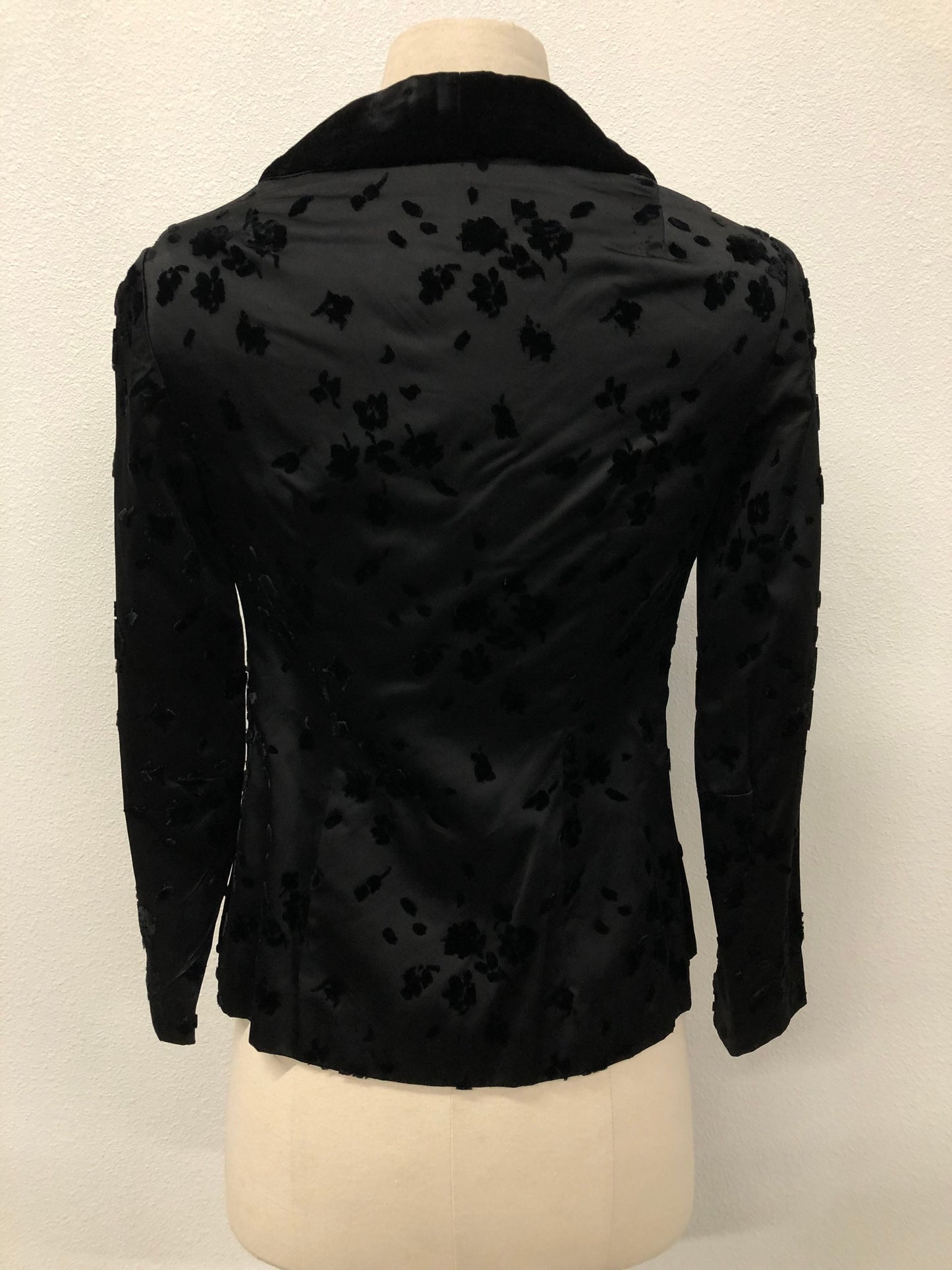 Velvet collar jacket casual 40s 50s beaded black women vintage