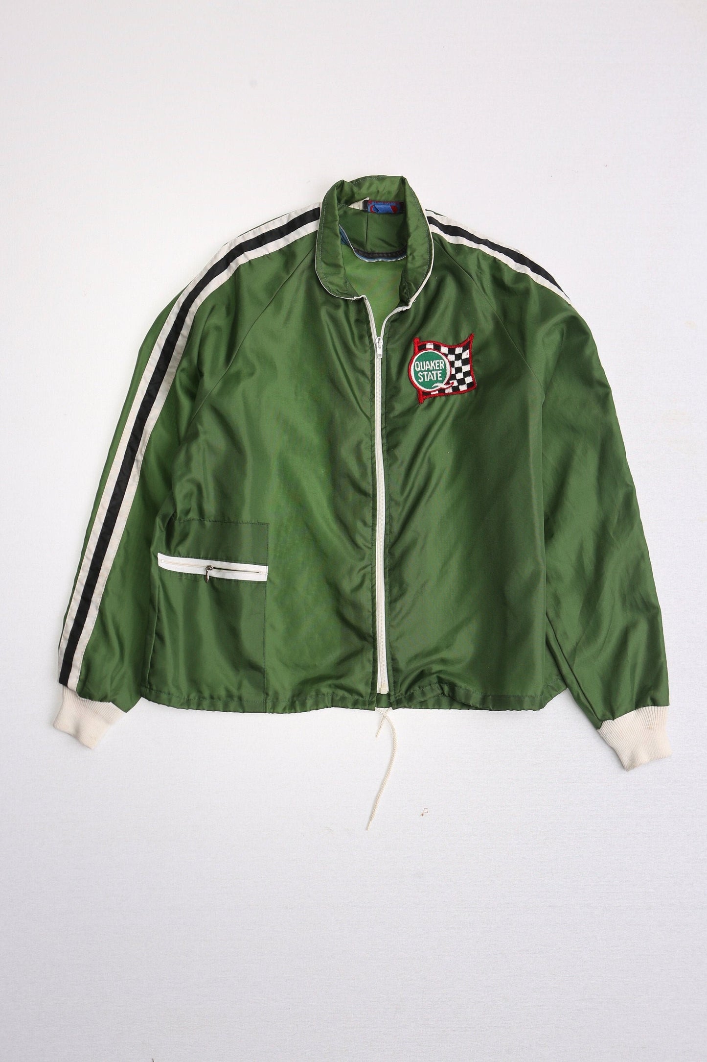 Vintage nylon jacket racing drag quaker state patch
