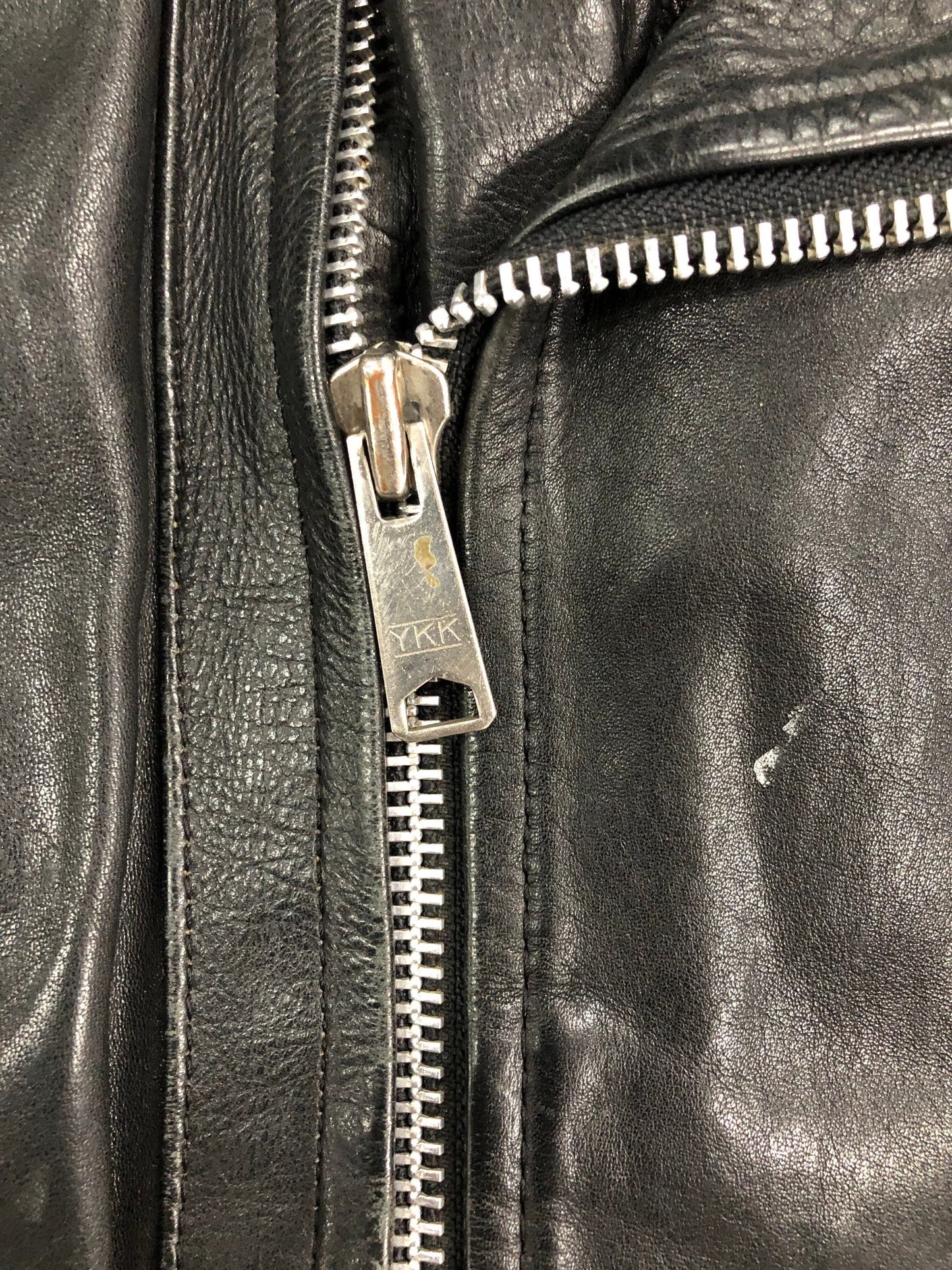 Motorcycle studded ykk zipper steel zipper black jacket leather biker vintage men