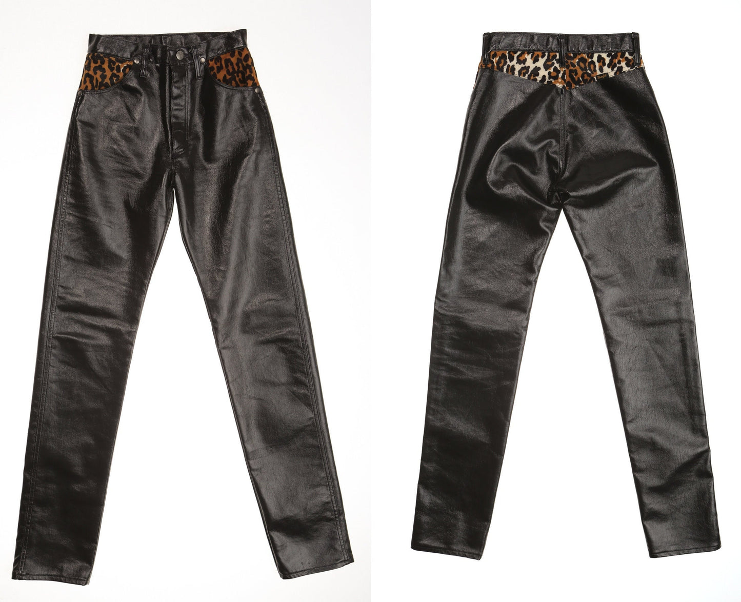 Wrangler black nylon pants leopard print vintage western y2k cheetah