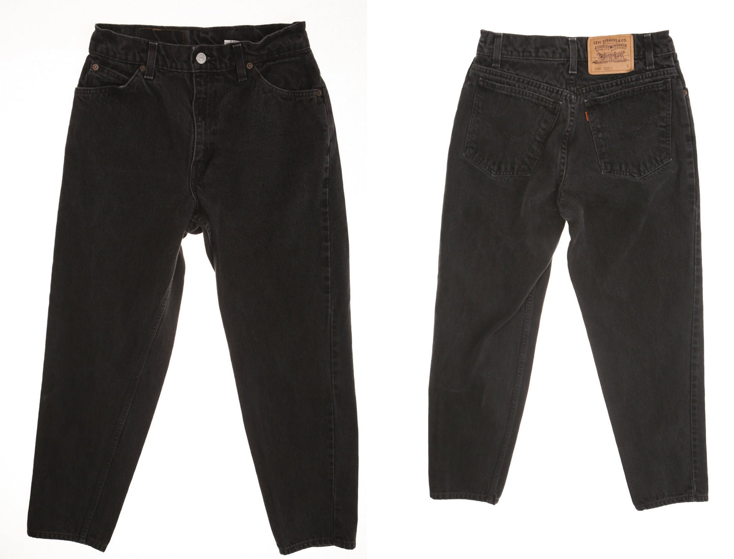 Vintage black levi's jeans 90's 950 women high waist relaxed fit tapered leg denim pants