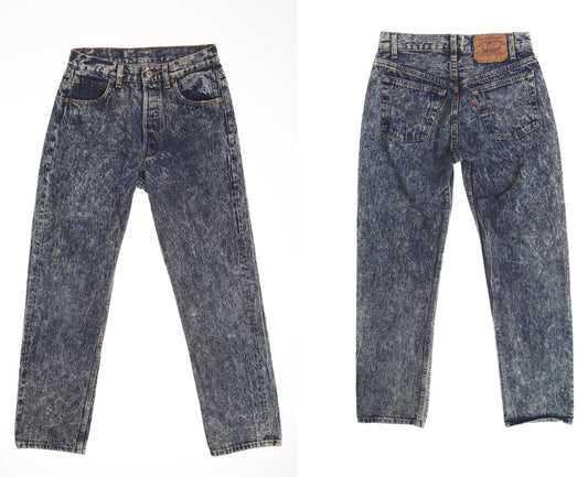 Vintage 501 blue men denim pants jeans 90's 80's stonedwash acid wash rare