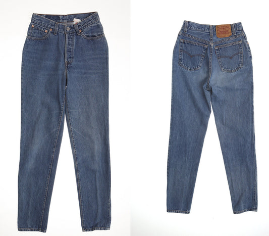 Vintage 501 levi's blue denim pants jeans high waist 90's 80's rare women 5