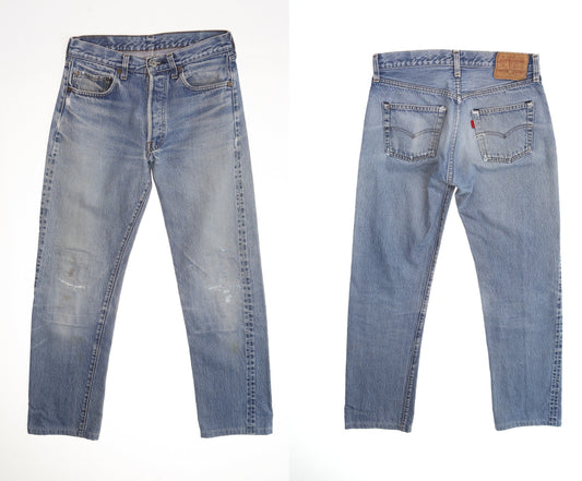 501 levi's vintage jeans denim pants 90's 80's light wash made in usa