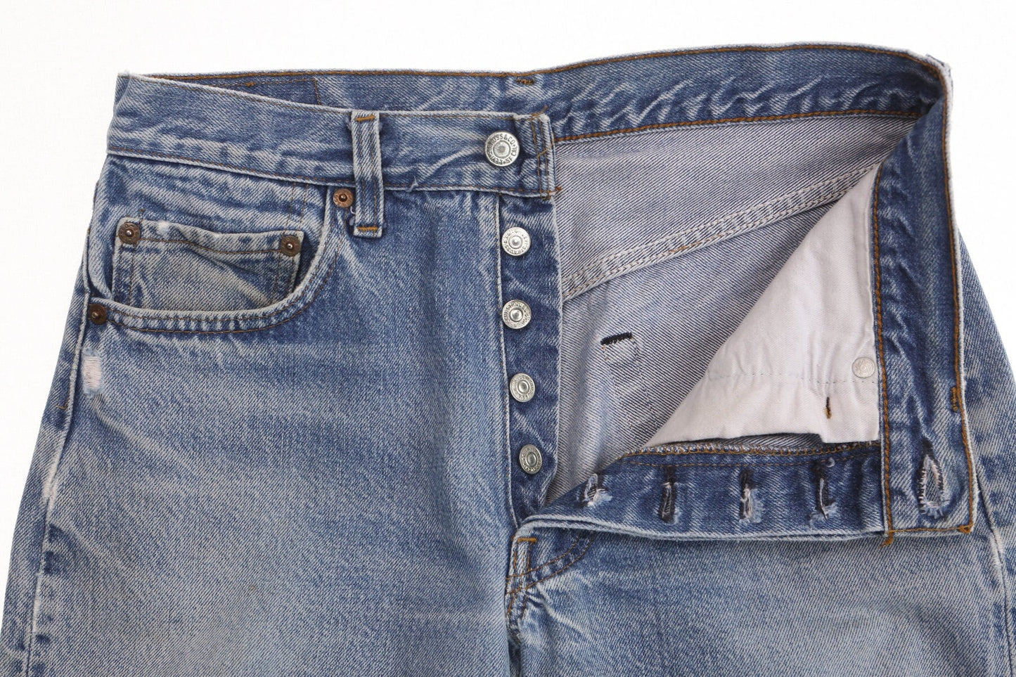 501 levi's vintage jeans denim pants 90's 80's light wash made in usa