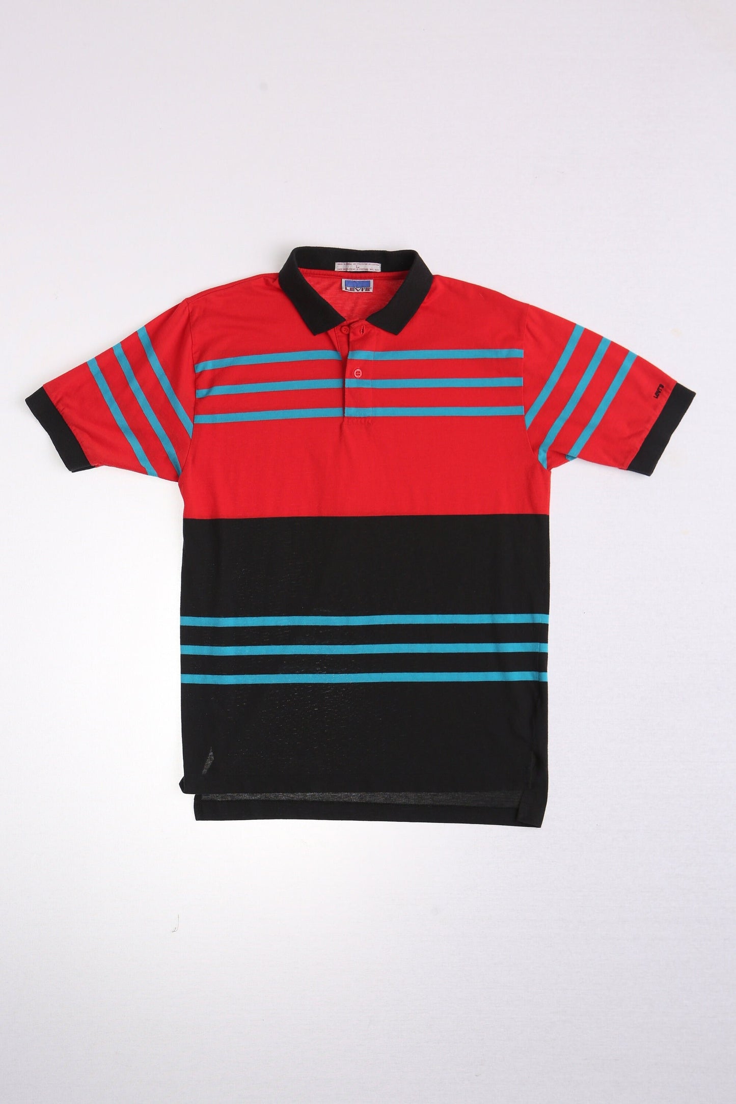 Vintage levi's t-shirt shirt button up striped red polo tennis men