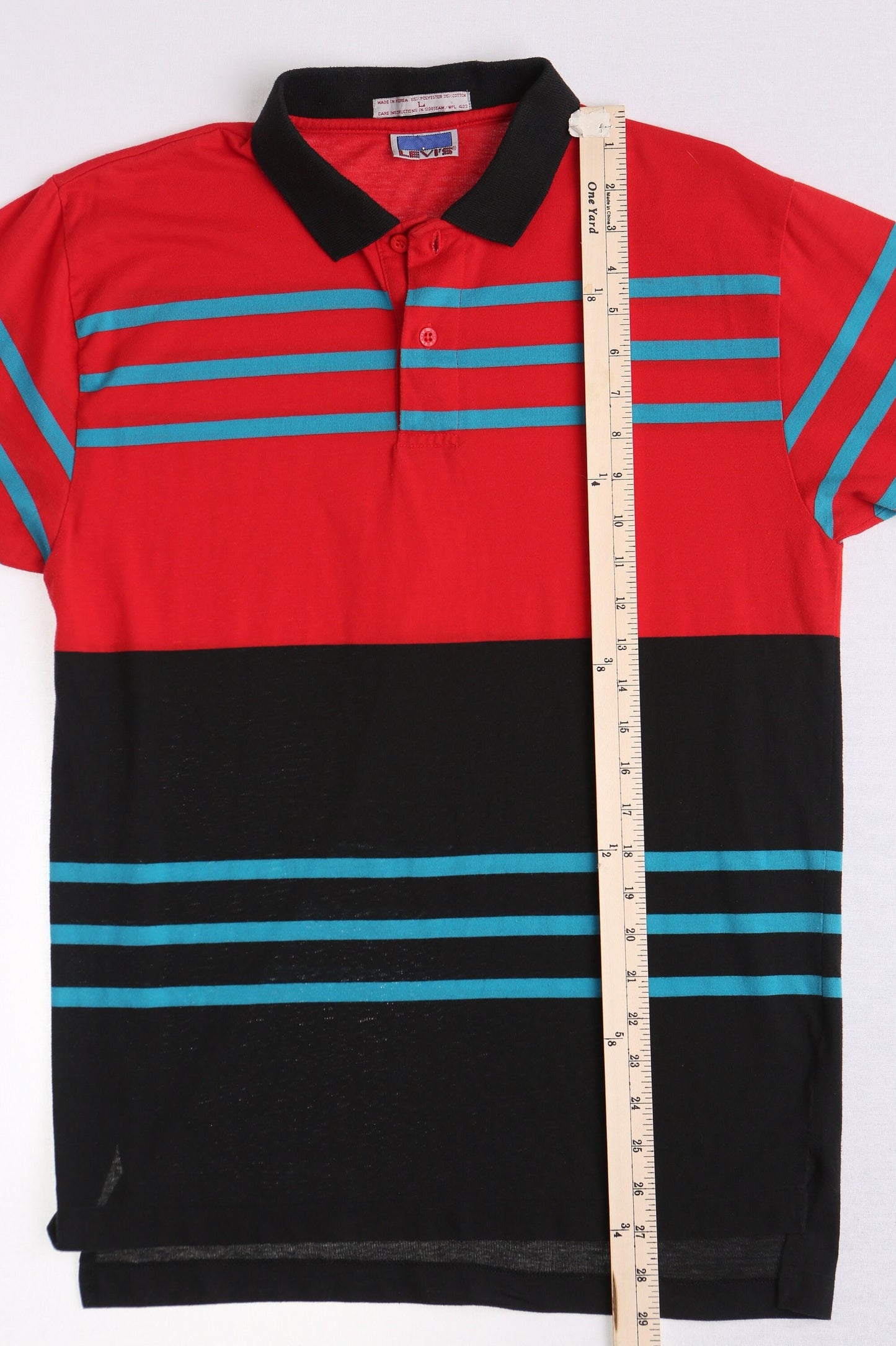 Vintage levi's t-shirt shirt button up striped red polo tennis men