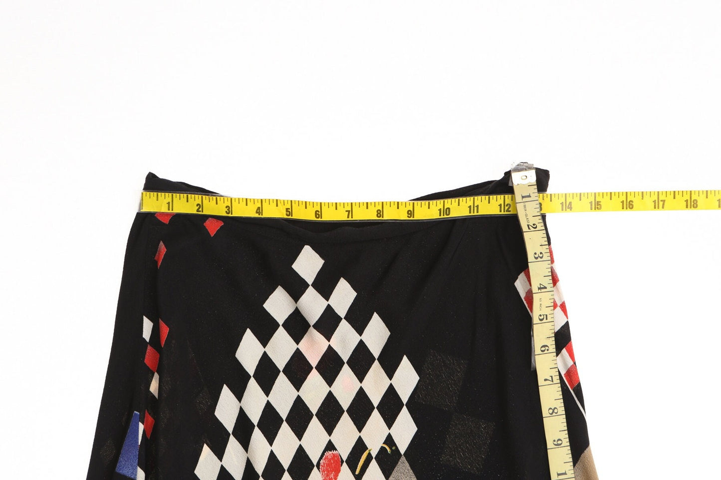 Vintage 90's black rayon skirt long summer geometric checkered women print casual