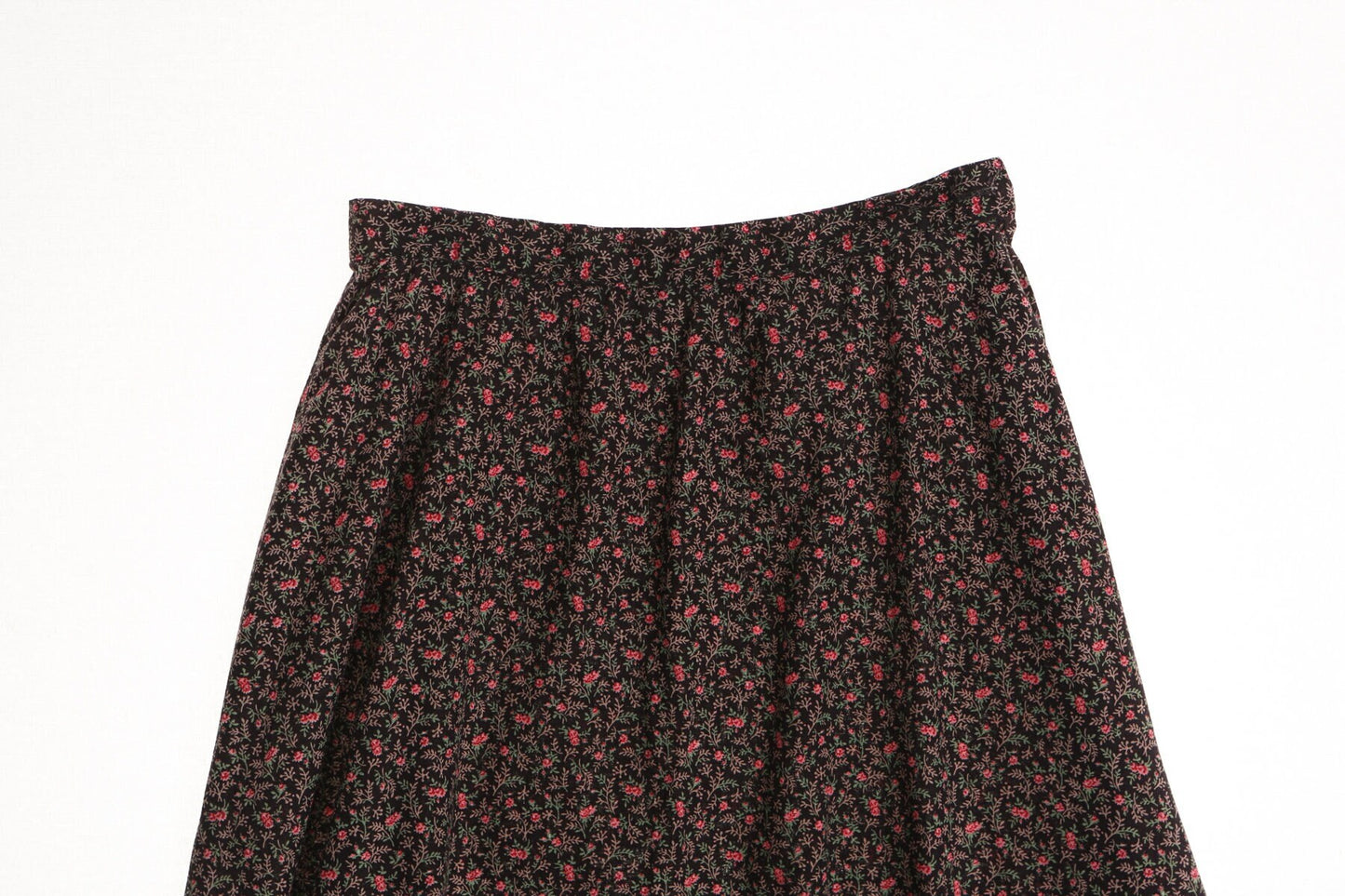 Vintage women floral print brown summer 80's 70's skirt peasant 50's