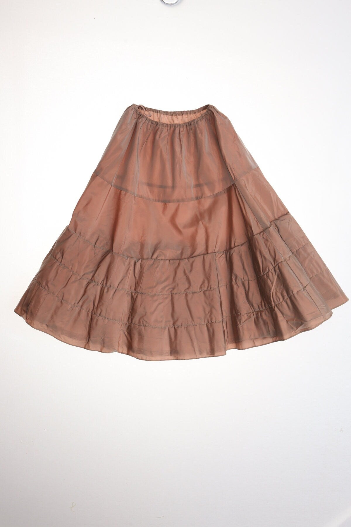 Vintage brown slip skirt women 50's poly retro rockabilly