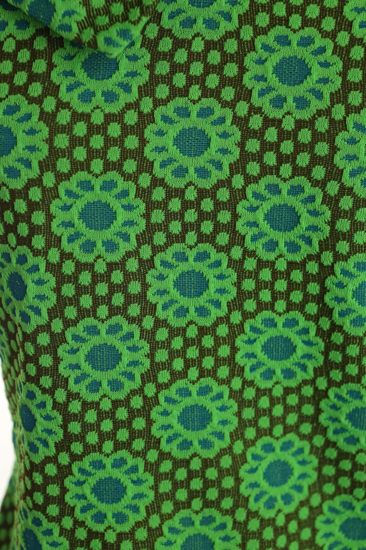 Vintage dress 70's green flower floral hippie women casual 60's