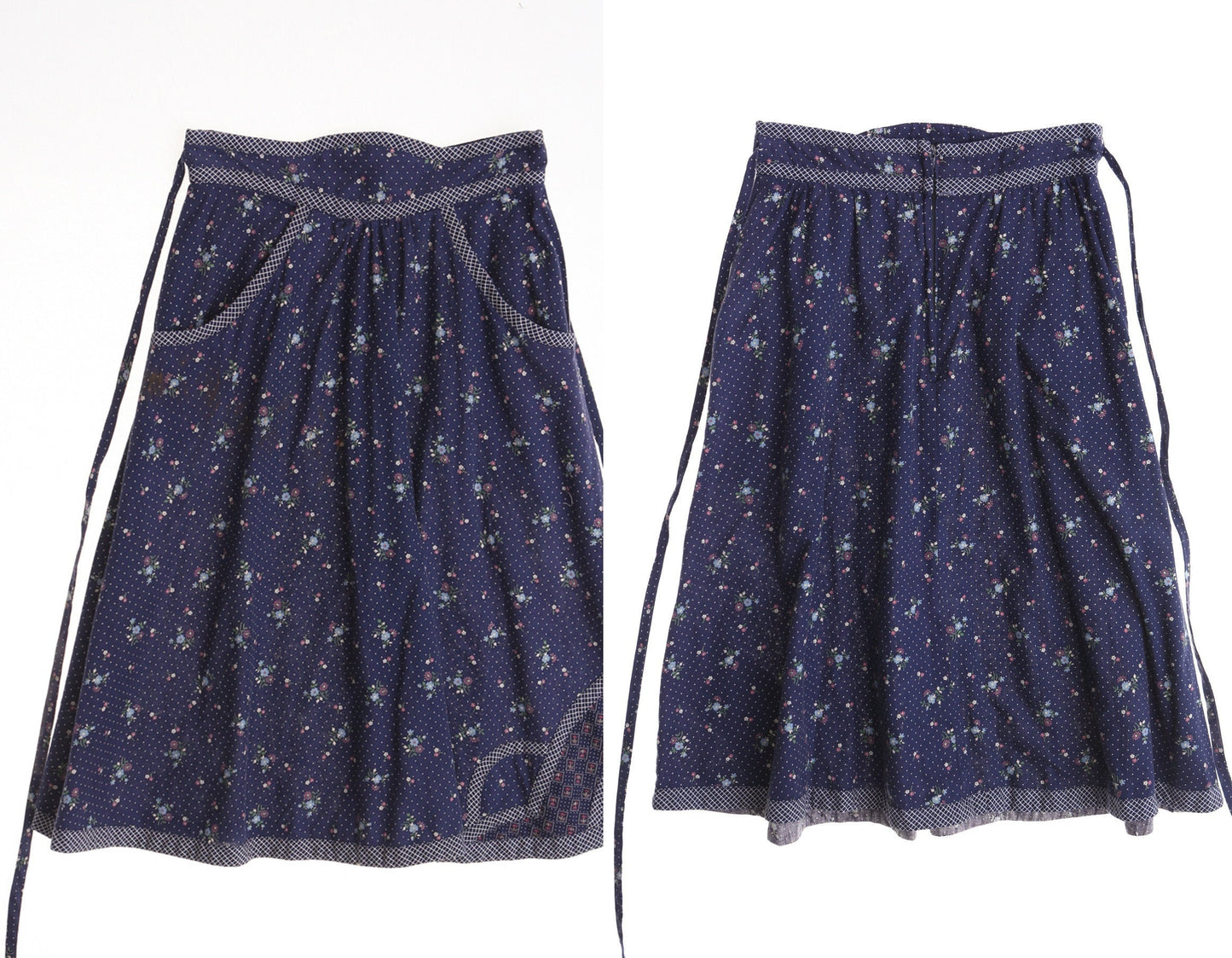 Vintage blue floral print gunne sax women skirt prairie 70's boho patchwork