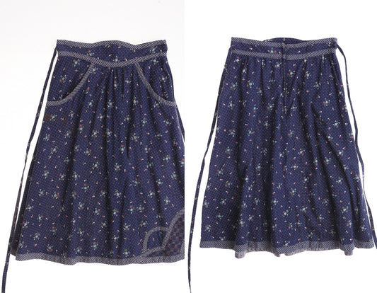 Vintage blue floral print gunne sax women skirt prairie 70's boho patchwork