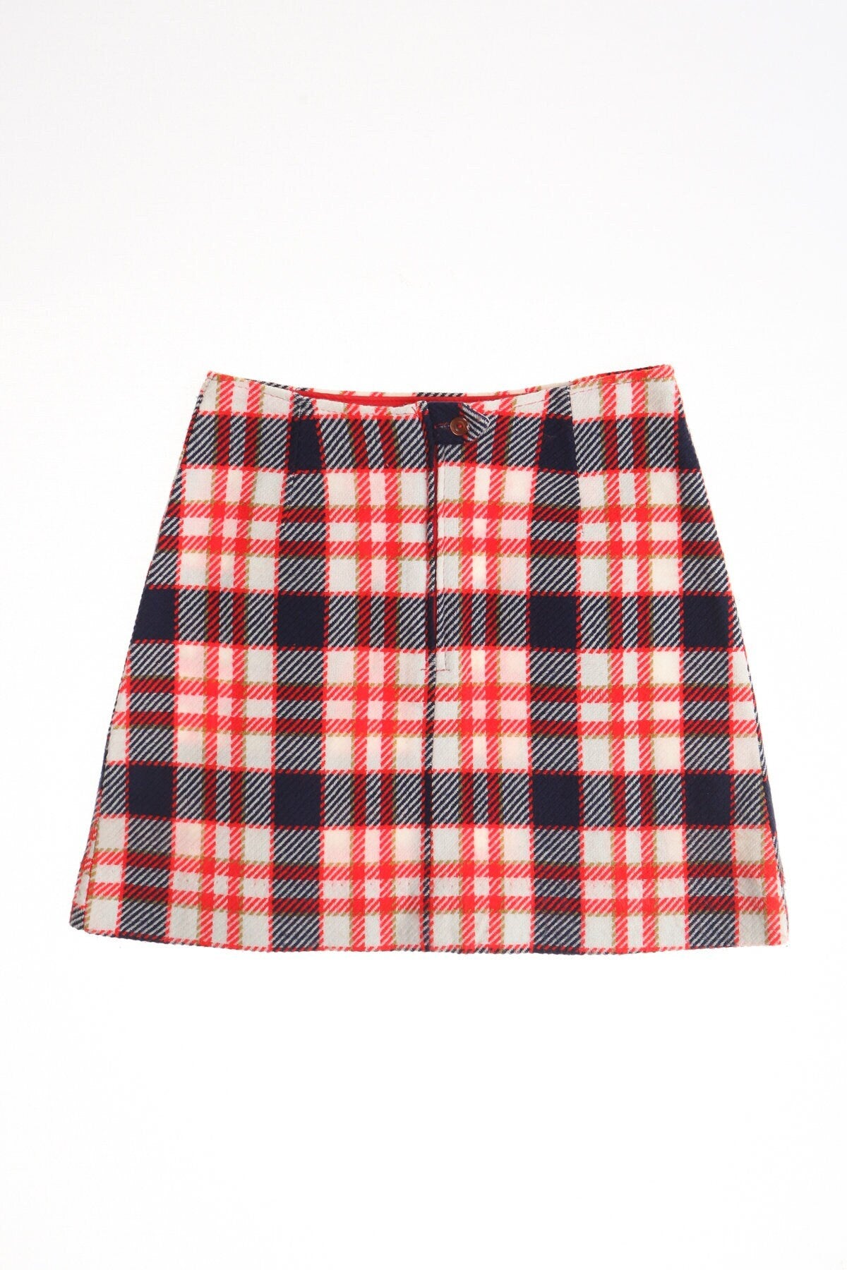 Vintage 70's poly skirts plaid mod short red blue white tennis women