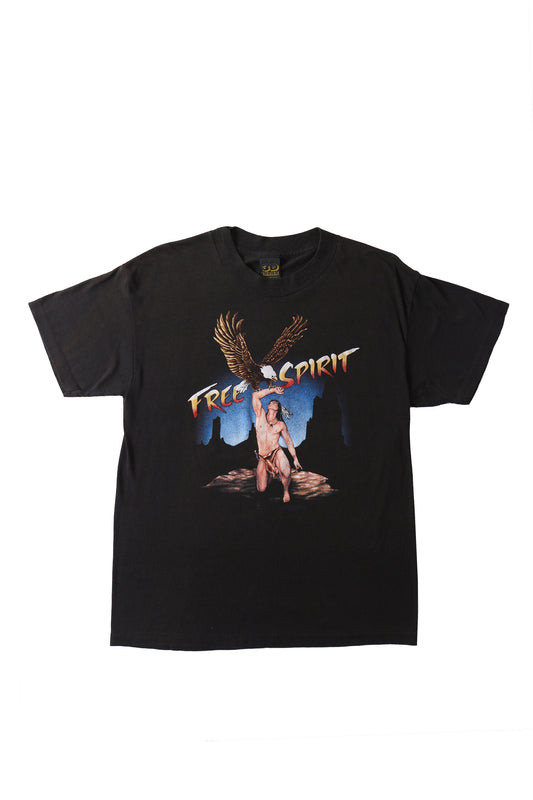 Vintage t-shirt native american free spirit black 3d emblem