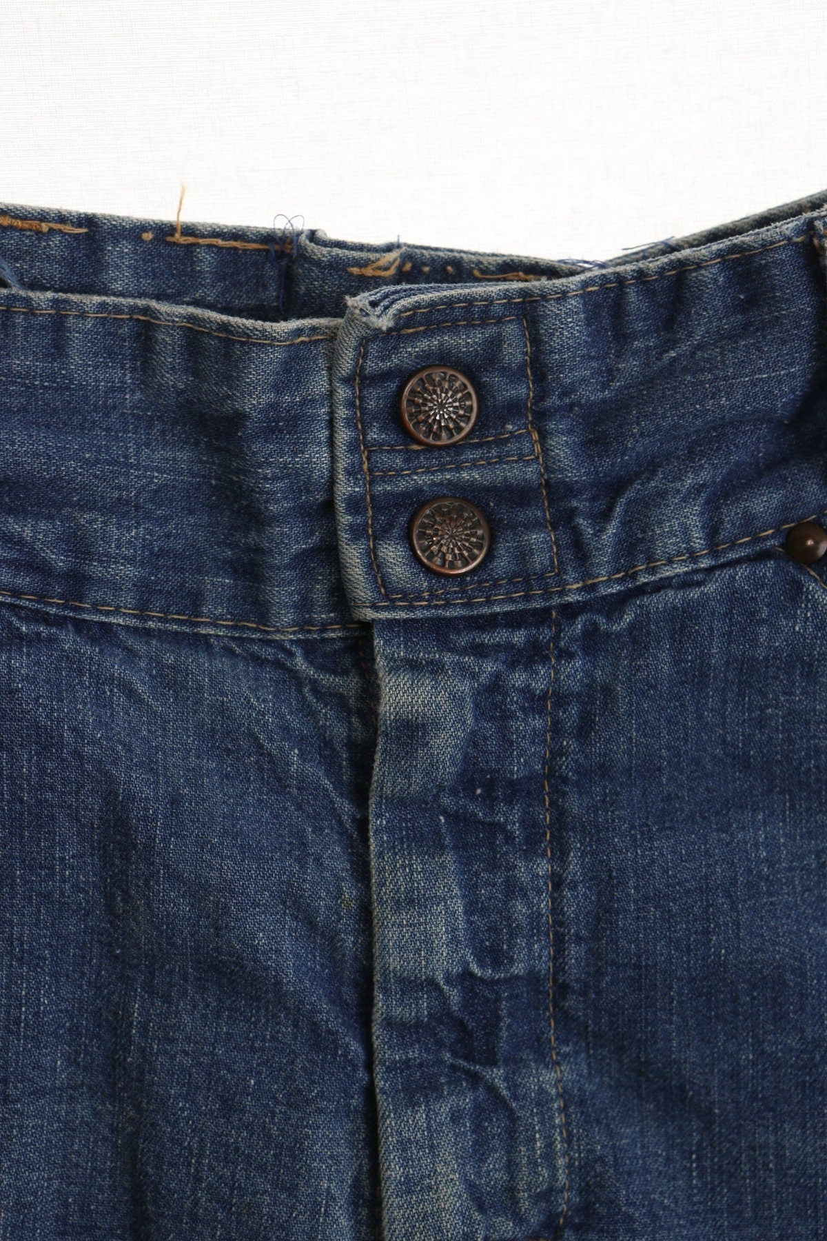 Vintage women high waist blue cotton short hippie 70's boho patch