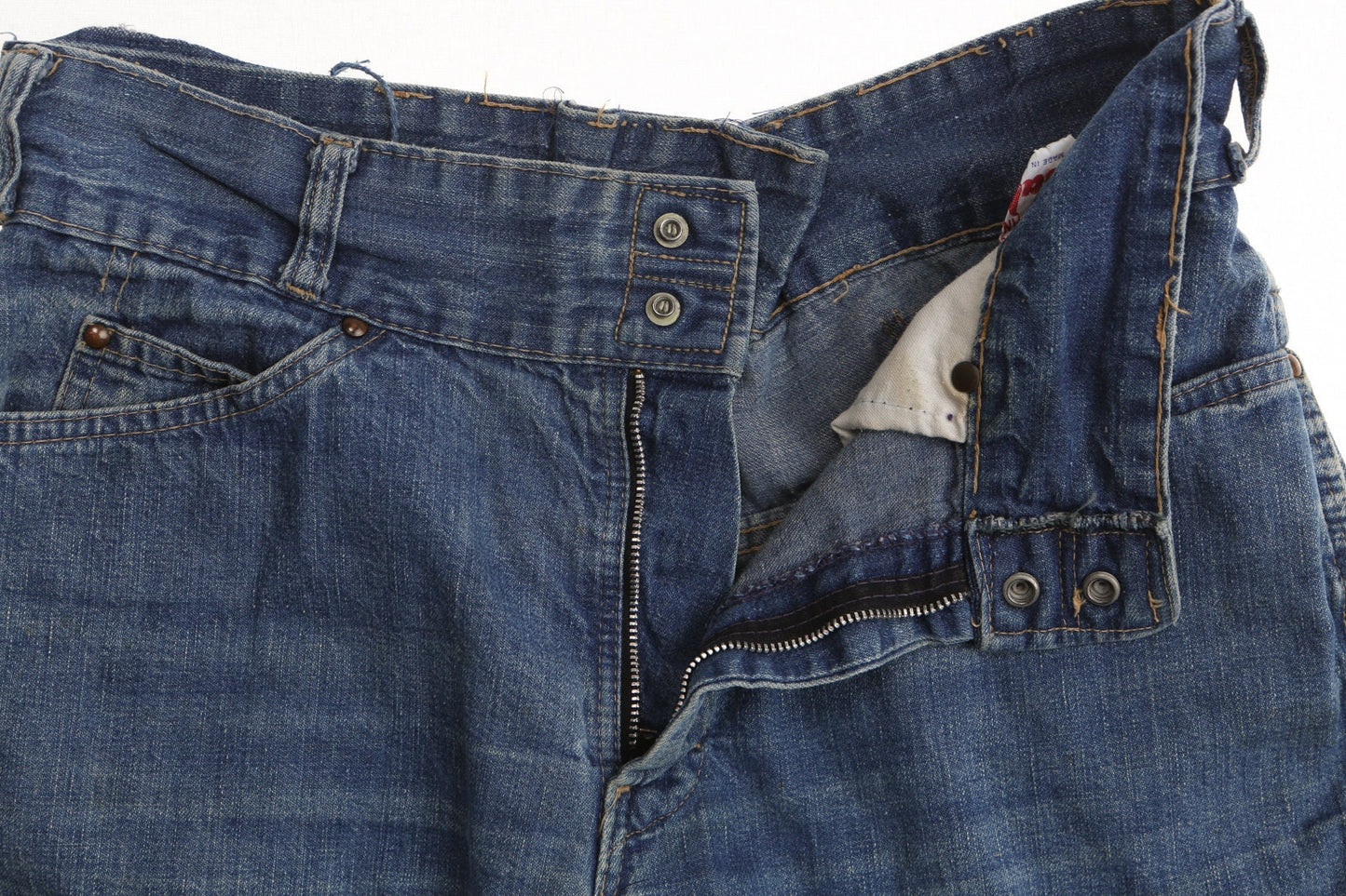 Vintage women high waist blue cotton short hippie 70's boho patch