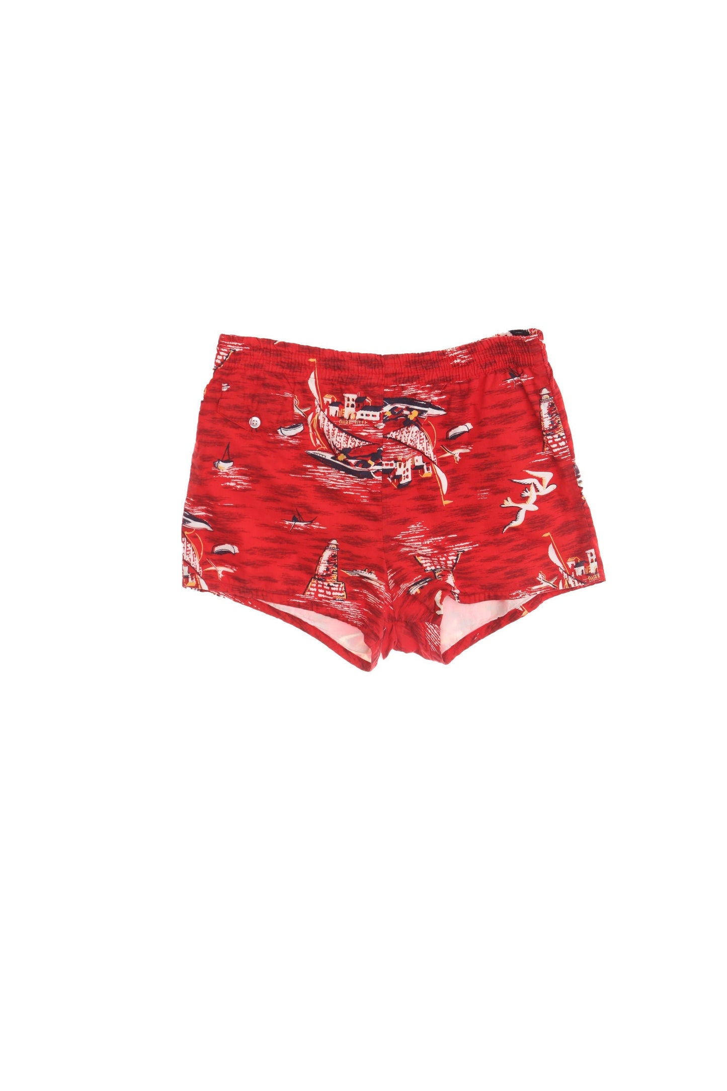 Vintage men swim trunks red hawaii surf 50's short beach