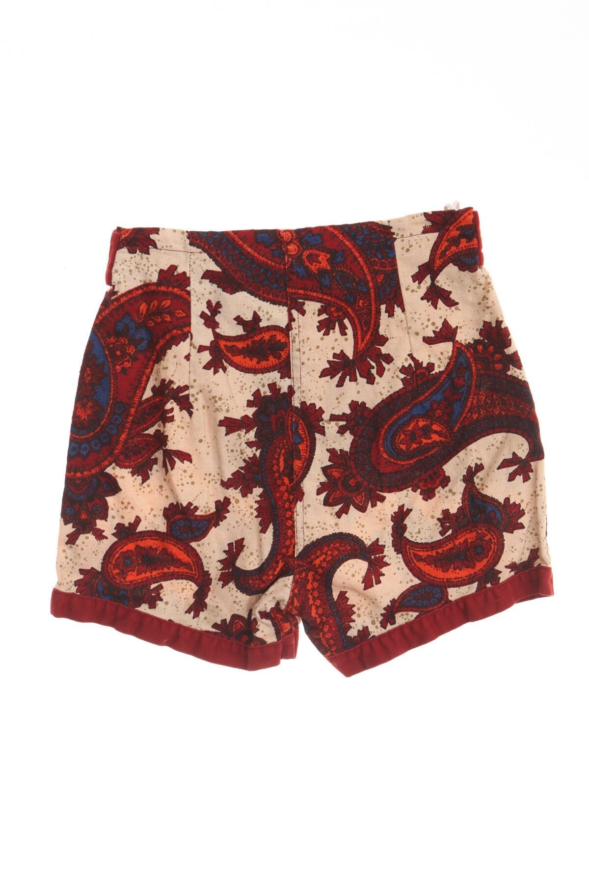 Vintage short men surfing hawaii paisley red beige 60's 70's robert bruce made in usa