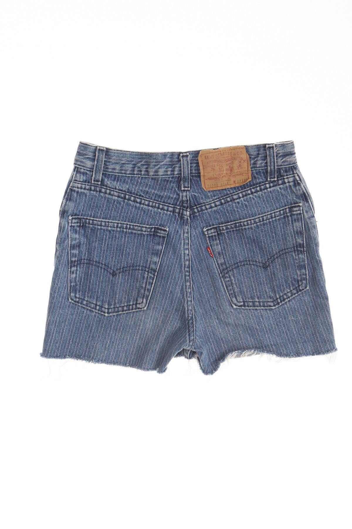 Vintage levi's blue denim short high waist rare 502 striped women 80's 70's