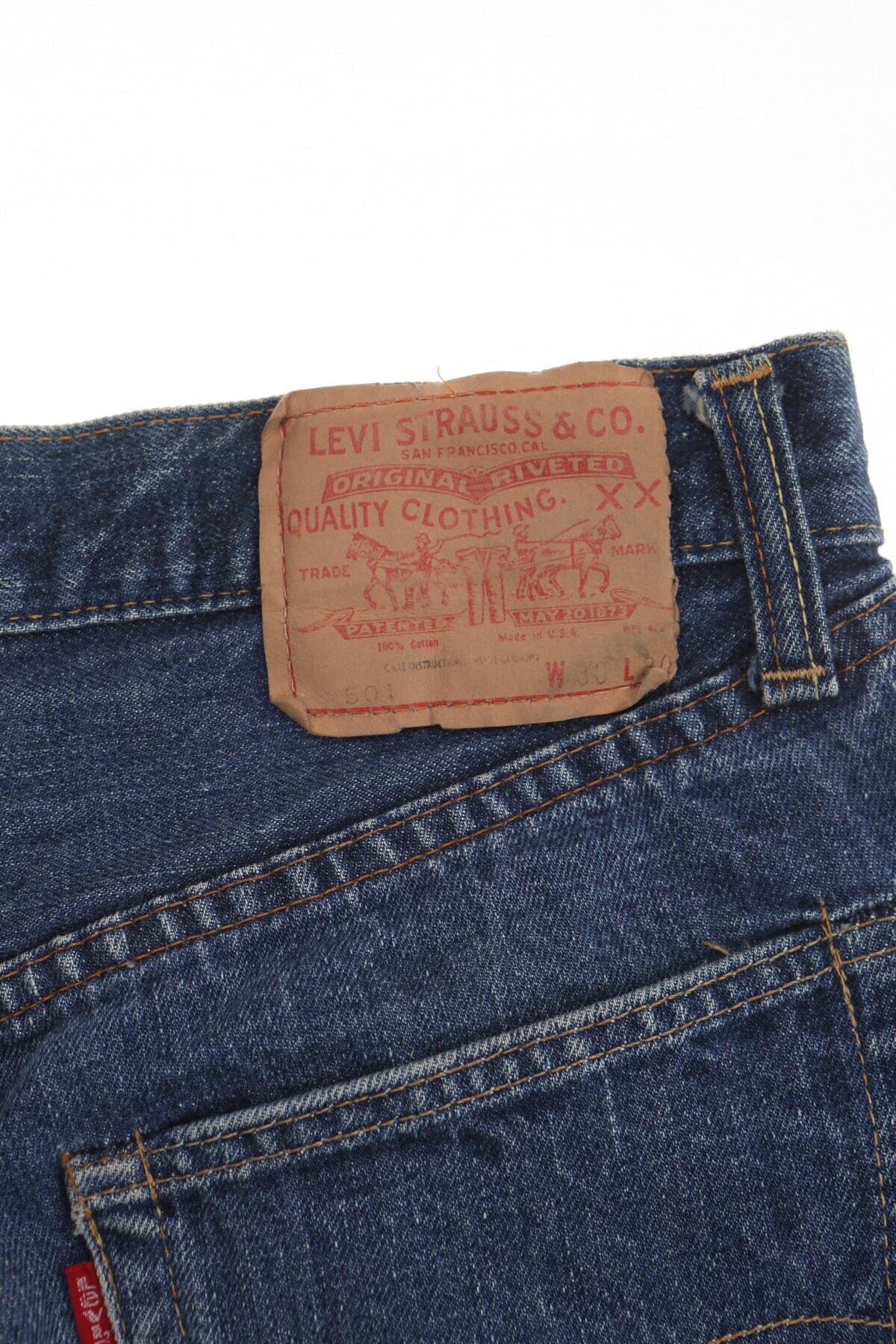 Vintage levi's blue denim short xx high waist 70's women cut off
