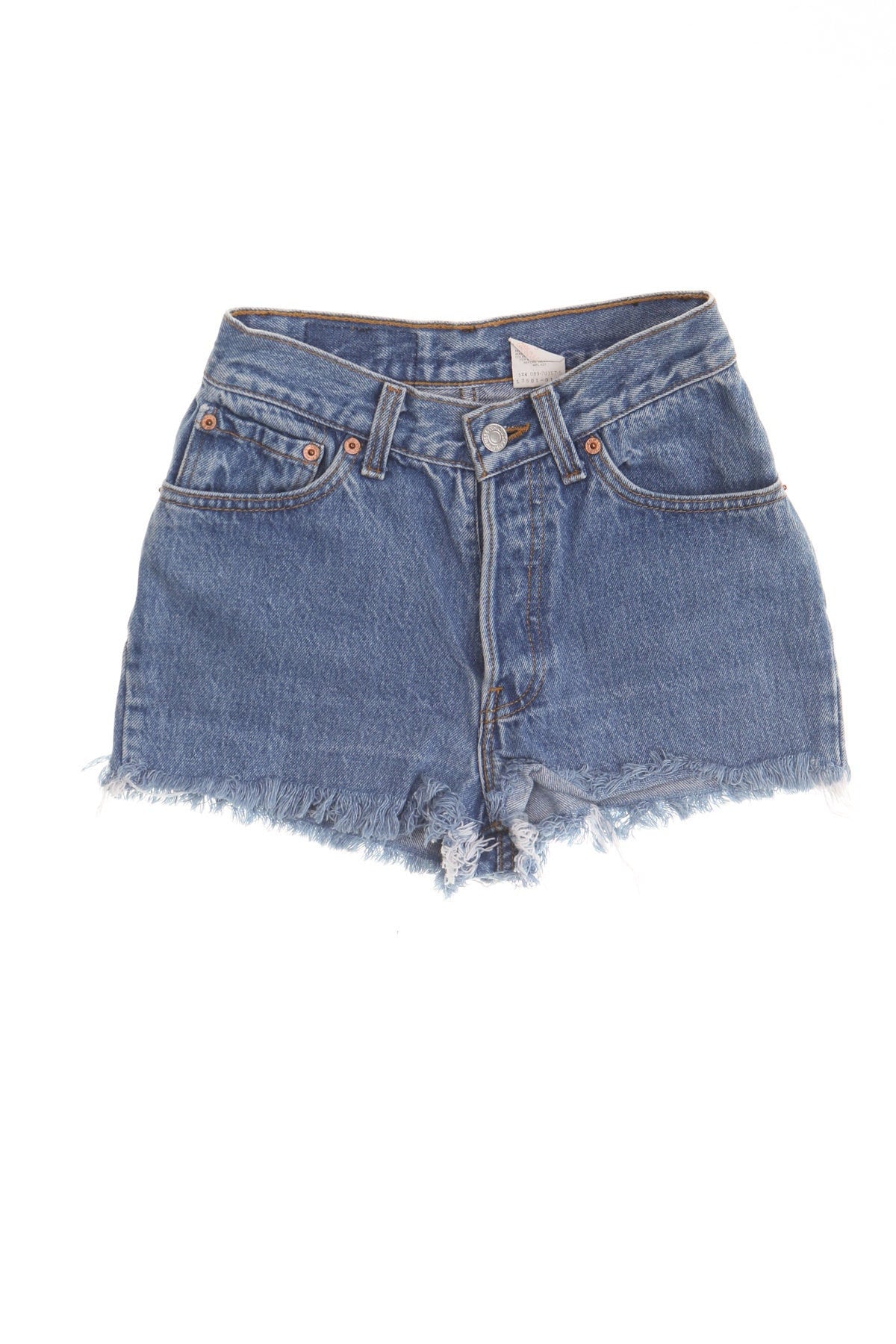 Vintage 501 levi's denim short jeans 80's blue high waist made in usa cut off