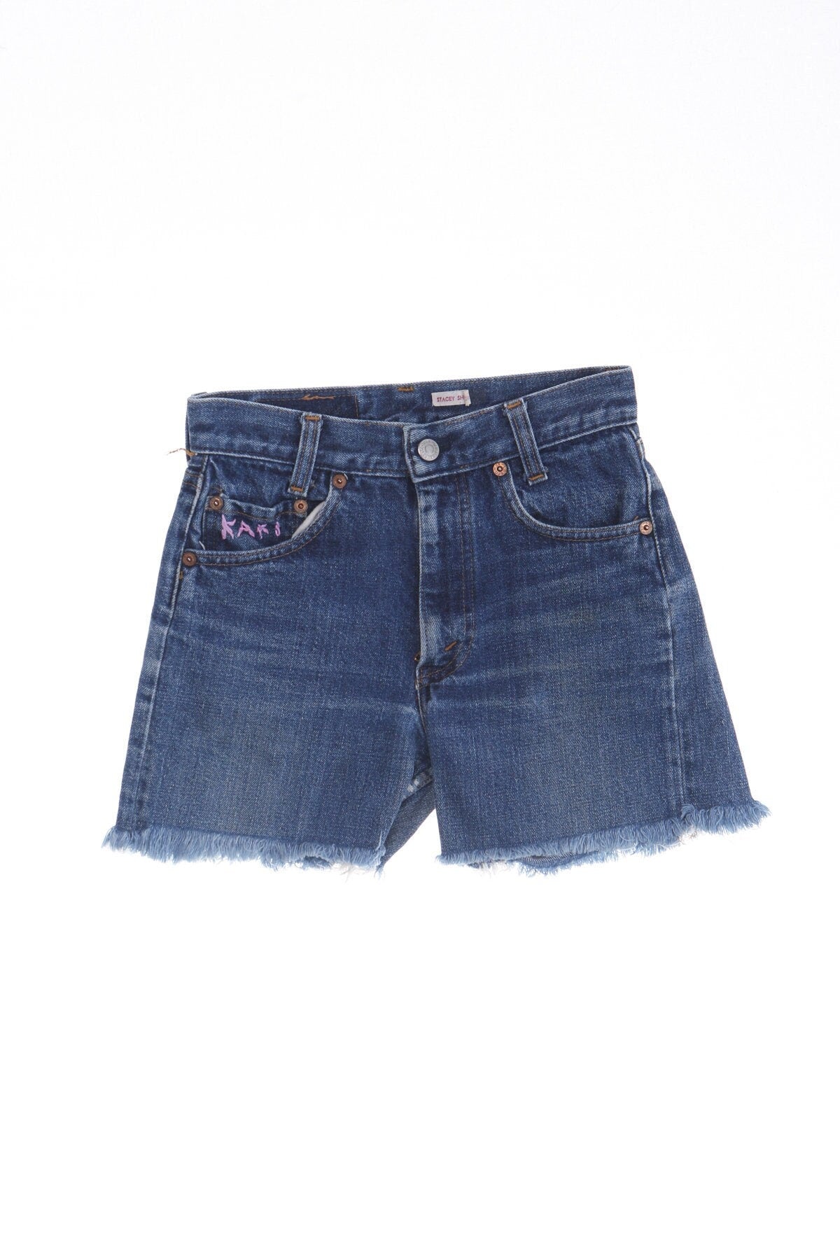 Vintage levi's high waist denim short 80's embroidered 501 xx 70's boho medium wash