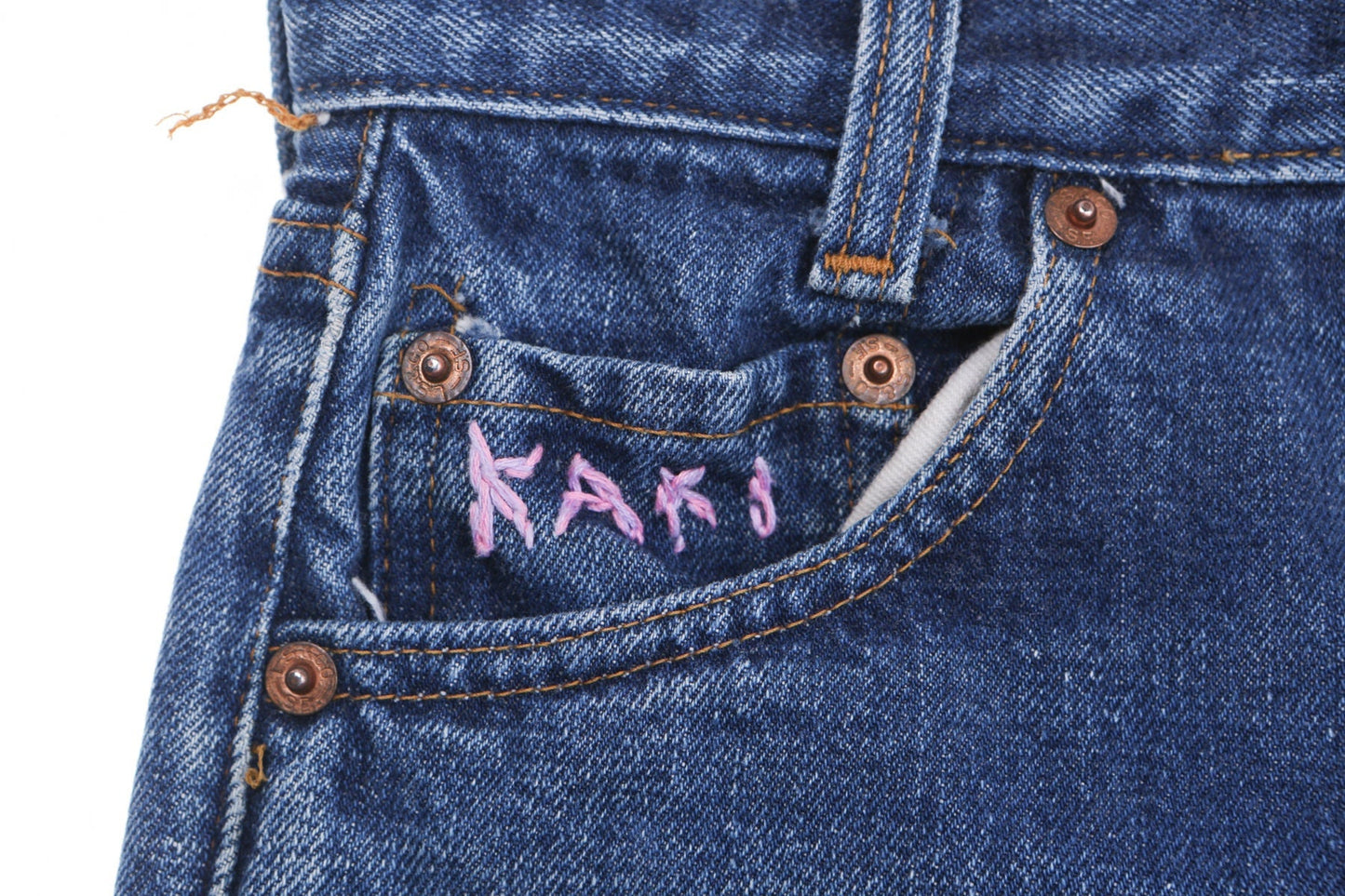 Vintage levi's high waist denim short 80's embroidered 501 xx 70's boho medium wash