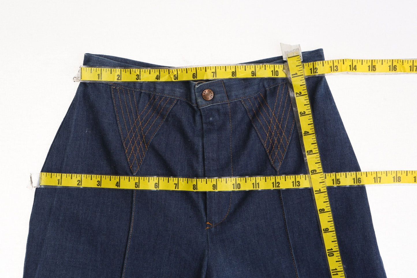 Vintage 70's long short blue women capri high waist cheap jeans bell bottom