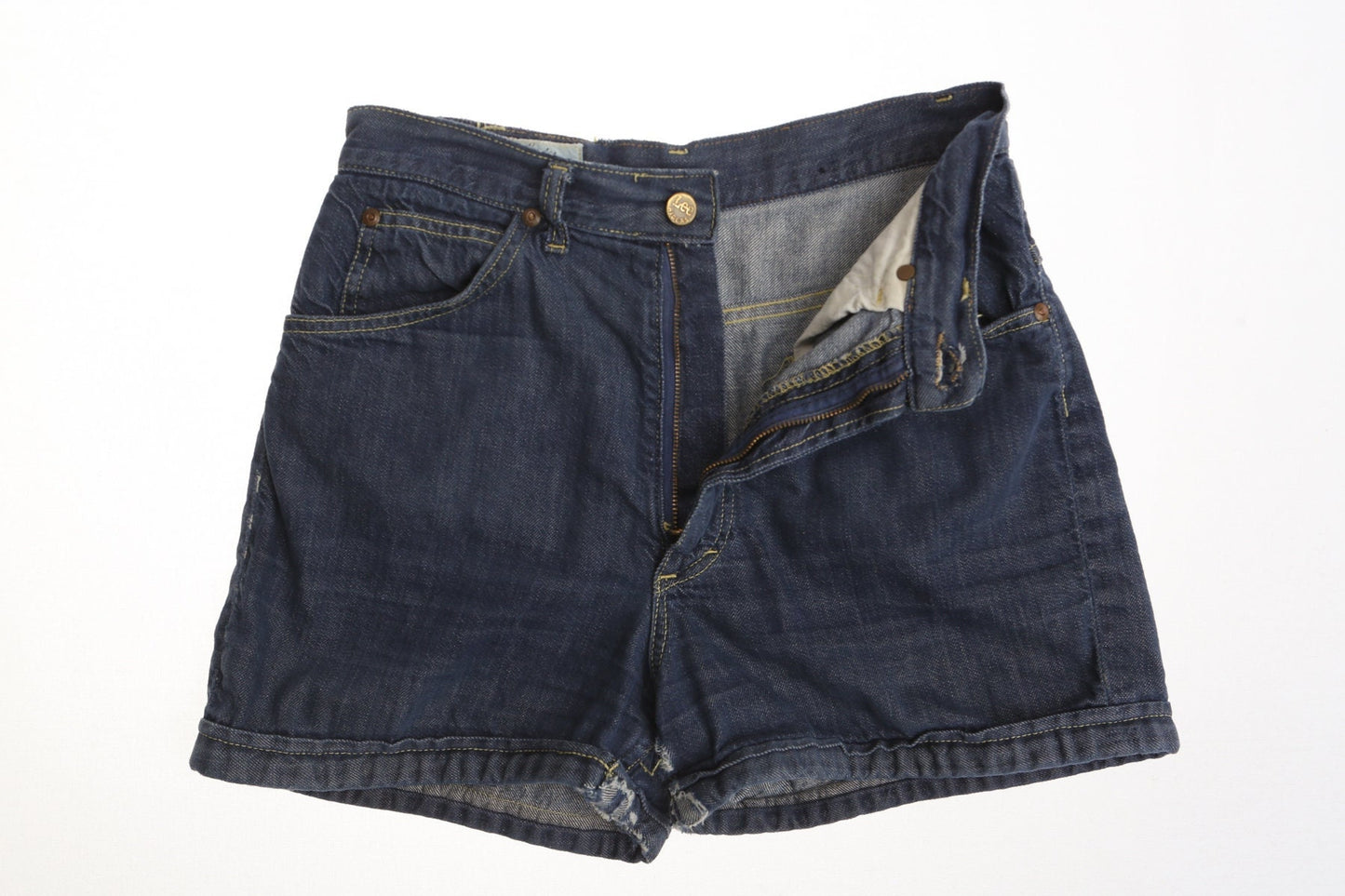 Vintage lee riders lady blue women 70's 60's high waist short denim