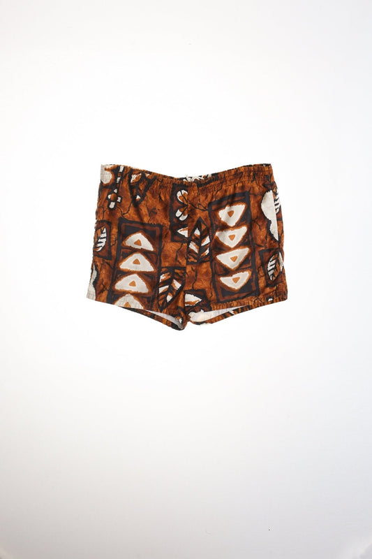 Vintage men swim trunks brown surfing plants print hawaaian hawaii 50's 60's beach