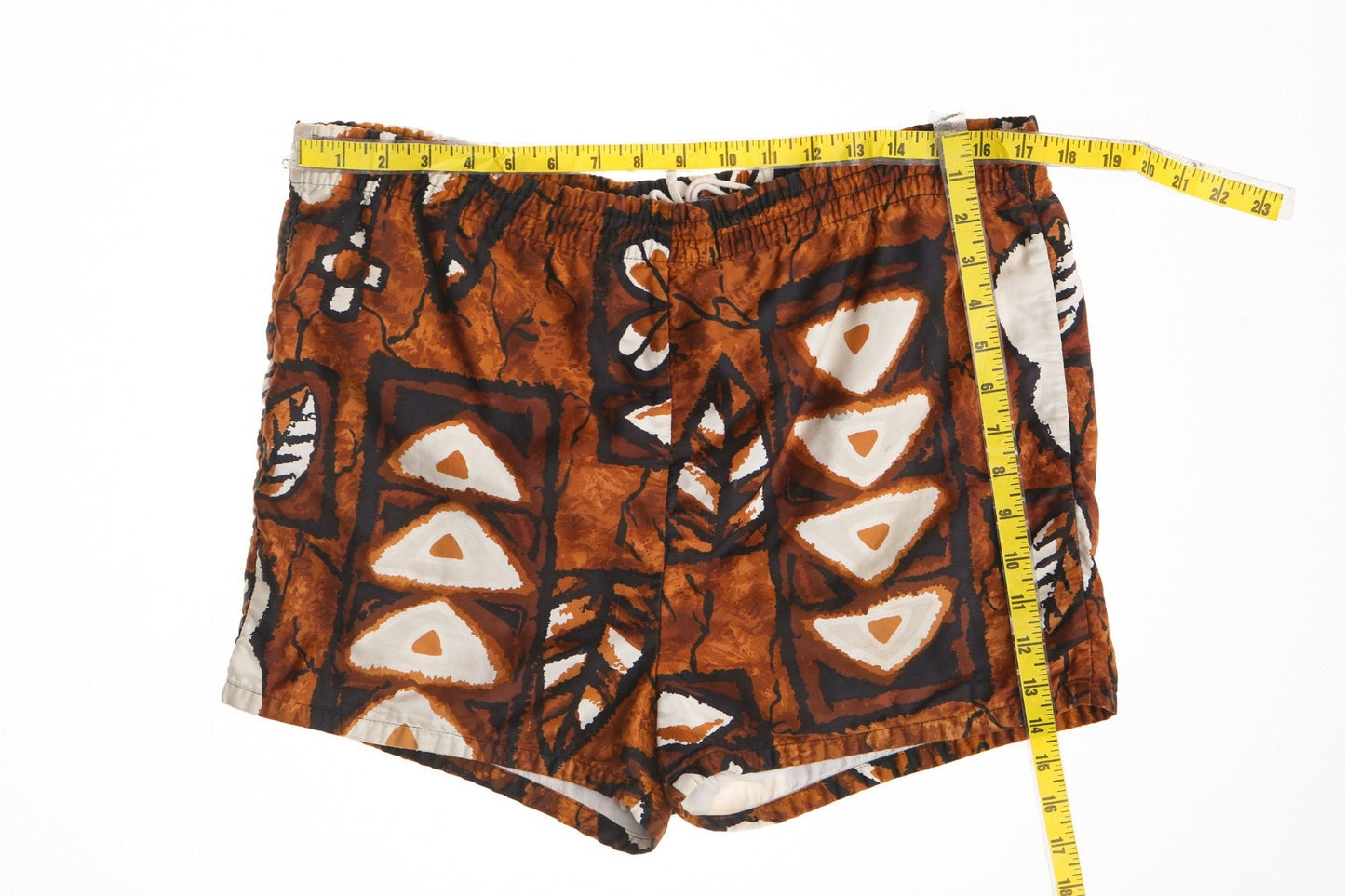 Vintage men swim trunks brown surfing plants print hawaaian hawaii 50's 60's beach