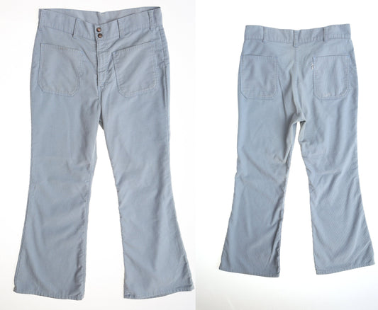 Vintage levi's blue corduroy pants men bell bottom 70's