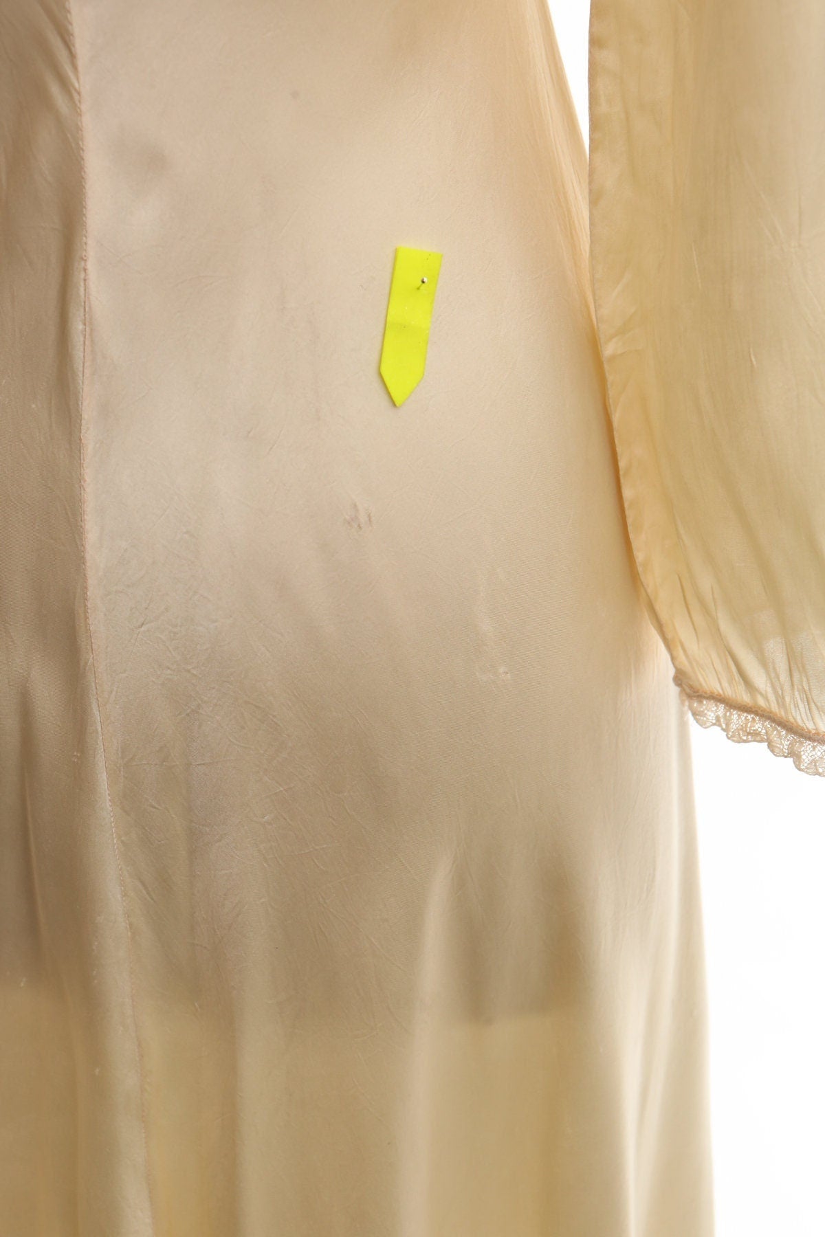 Vintage women nightgown dress beige 30's 40's zipper front vitorian