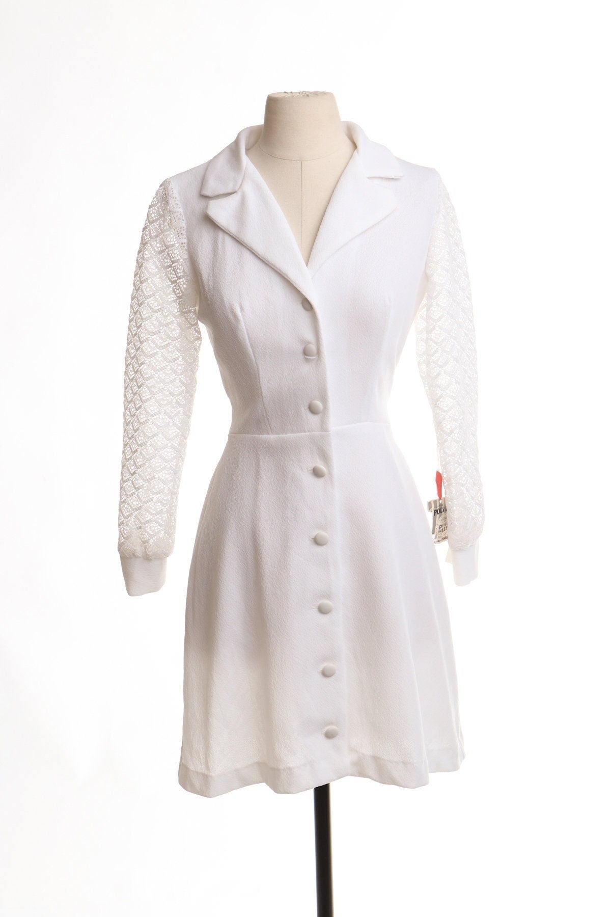 Vintage women 70's white disco button waist belt 60's casual