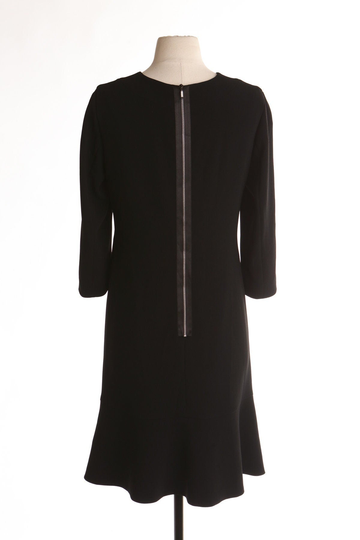 Escada women black dress casual formal long sleeve short back zipper size 38 made in romania