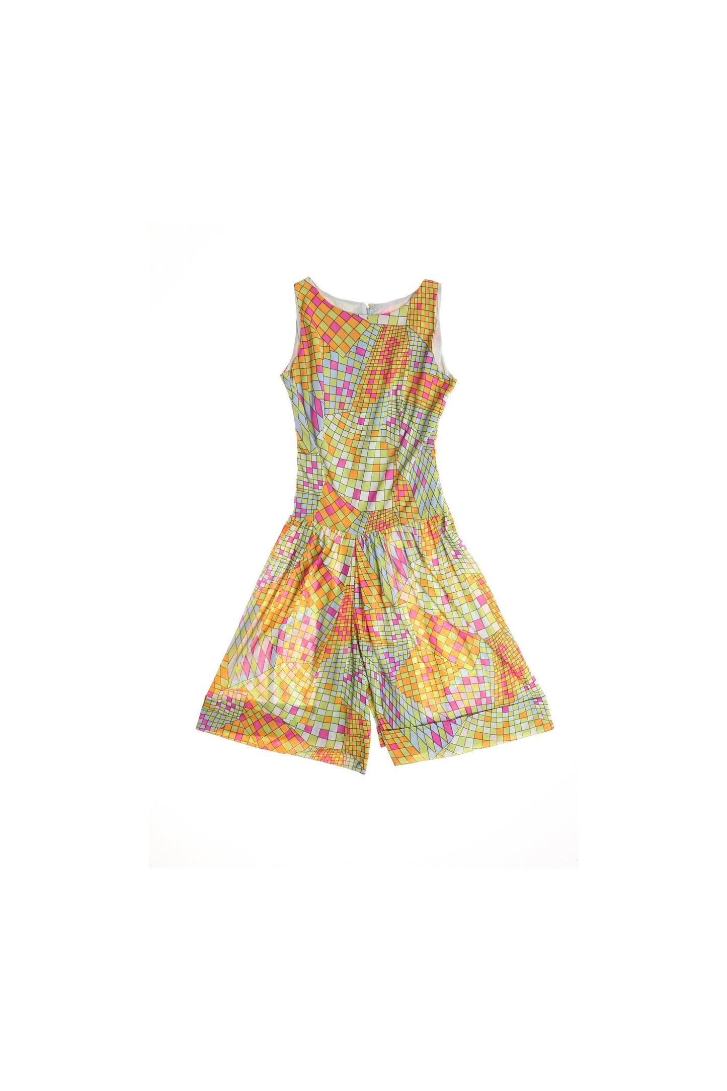 Vintage 70's plaid yellow jumpsuit romper