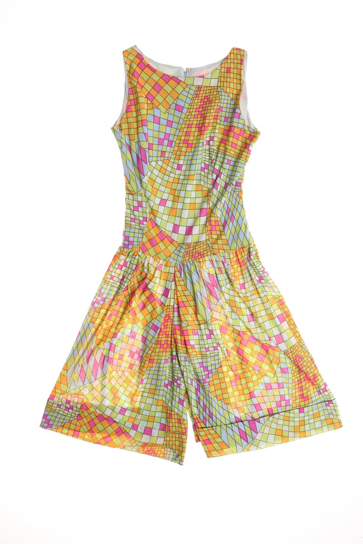 Vintage 70's plaid yellow jumpsuit romper