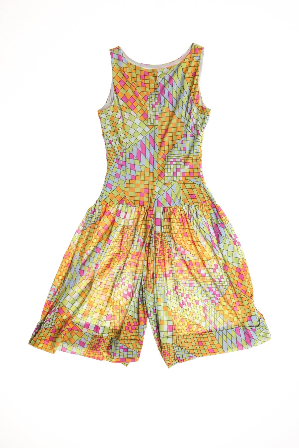 Vintage 70's plaid yellow jumpsuit romper