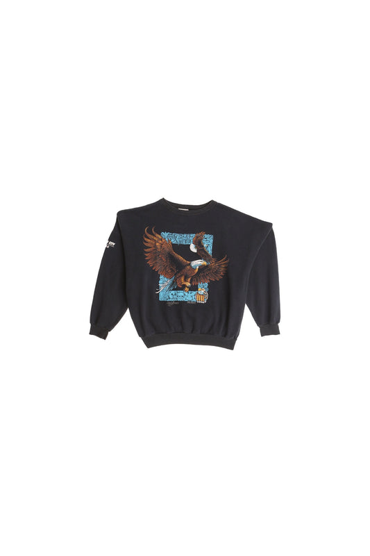 Sweatshirt bald eagle graphic vintage 80's black alaska native american