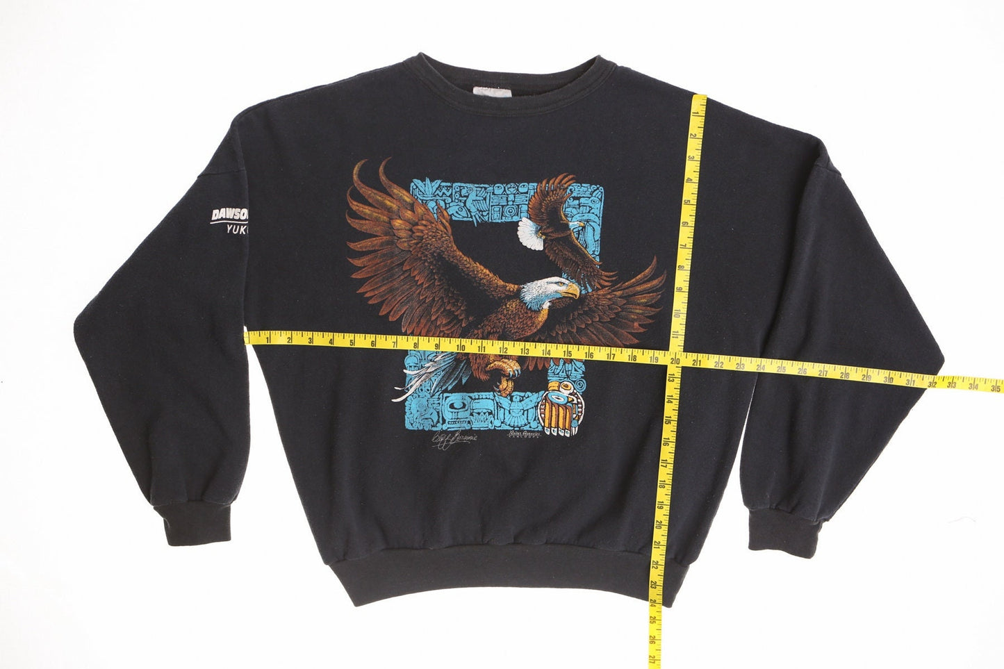 Sweatshirt bald eagle graphic vintage 80's black alaska native american