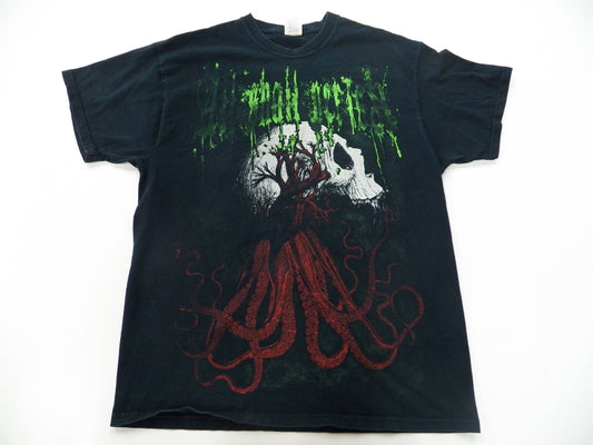 Black rock t-shirt graphic skull octopus tree heavy cotton fruit of the loom