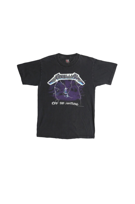 Vintage metallica black rock t-shirt shirt ride the lightning giant label
