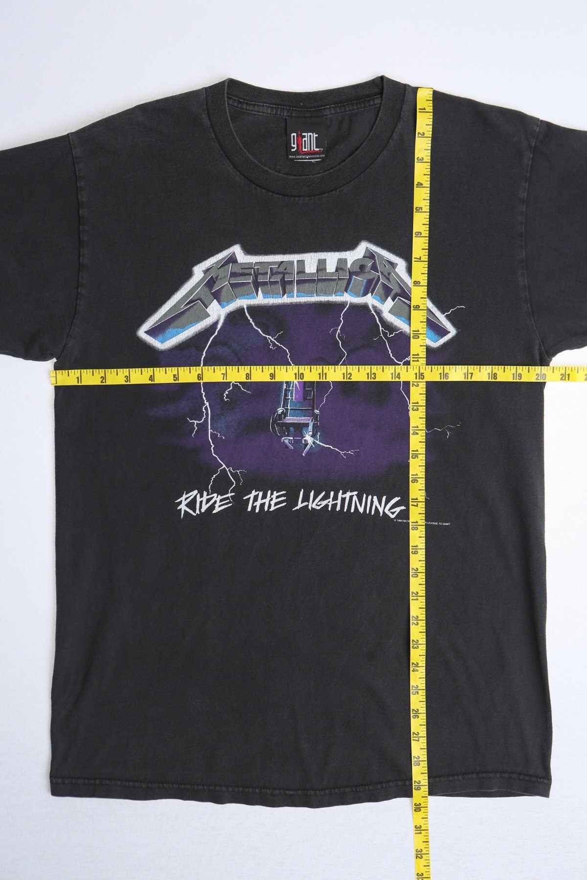 Vintage metallica black rock t-shirt shirt ride the lightning giant label