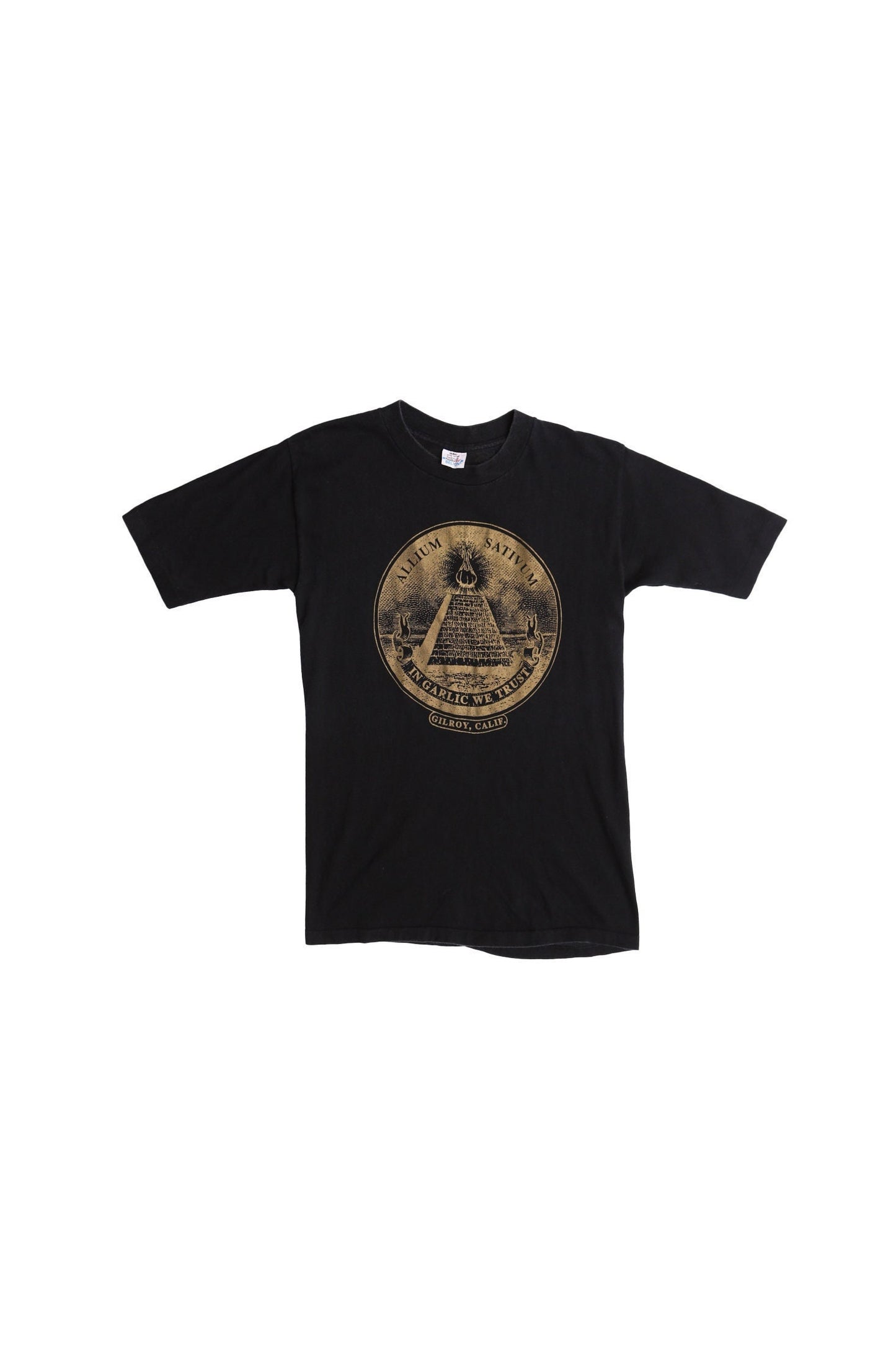 Vintage 80's garlic shirt black gilroy california belton