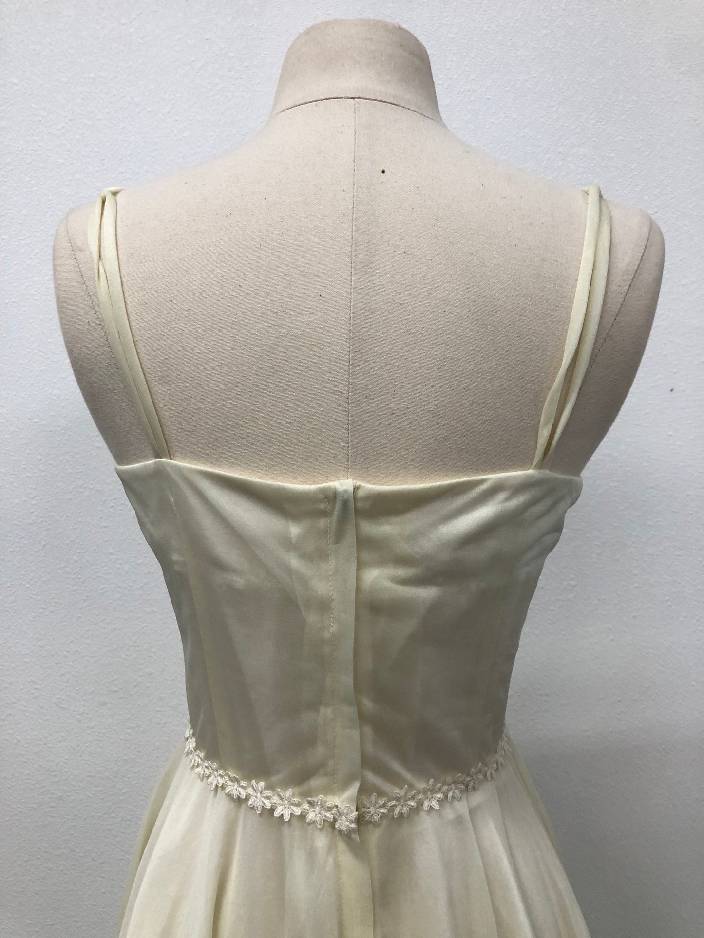 Strap short seam disco 70s beige polyester women vintage dress