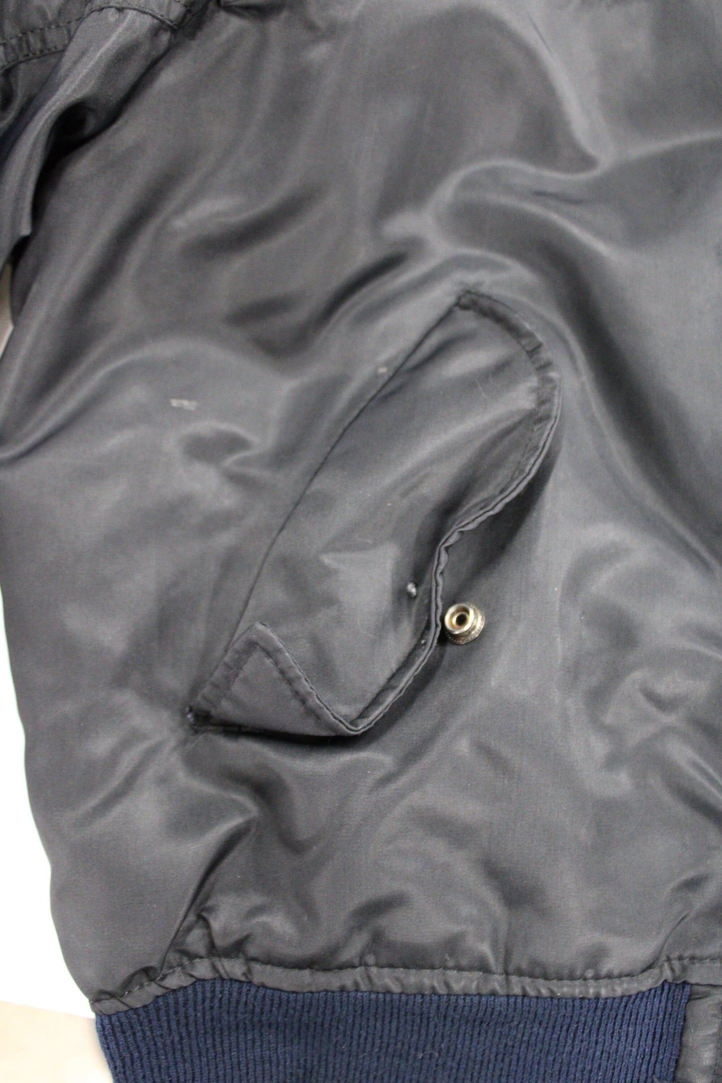 Vintage bomber jacket black dragon patch embroidered swift silent deadly men souvenir