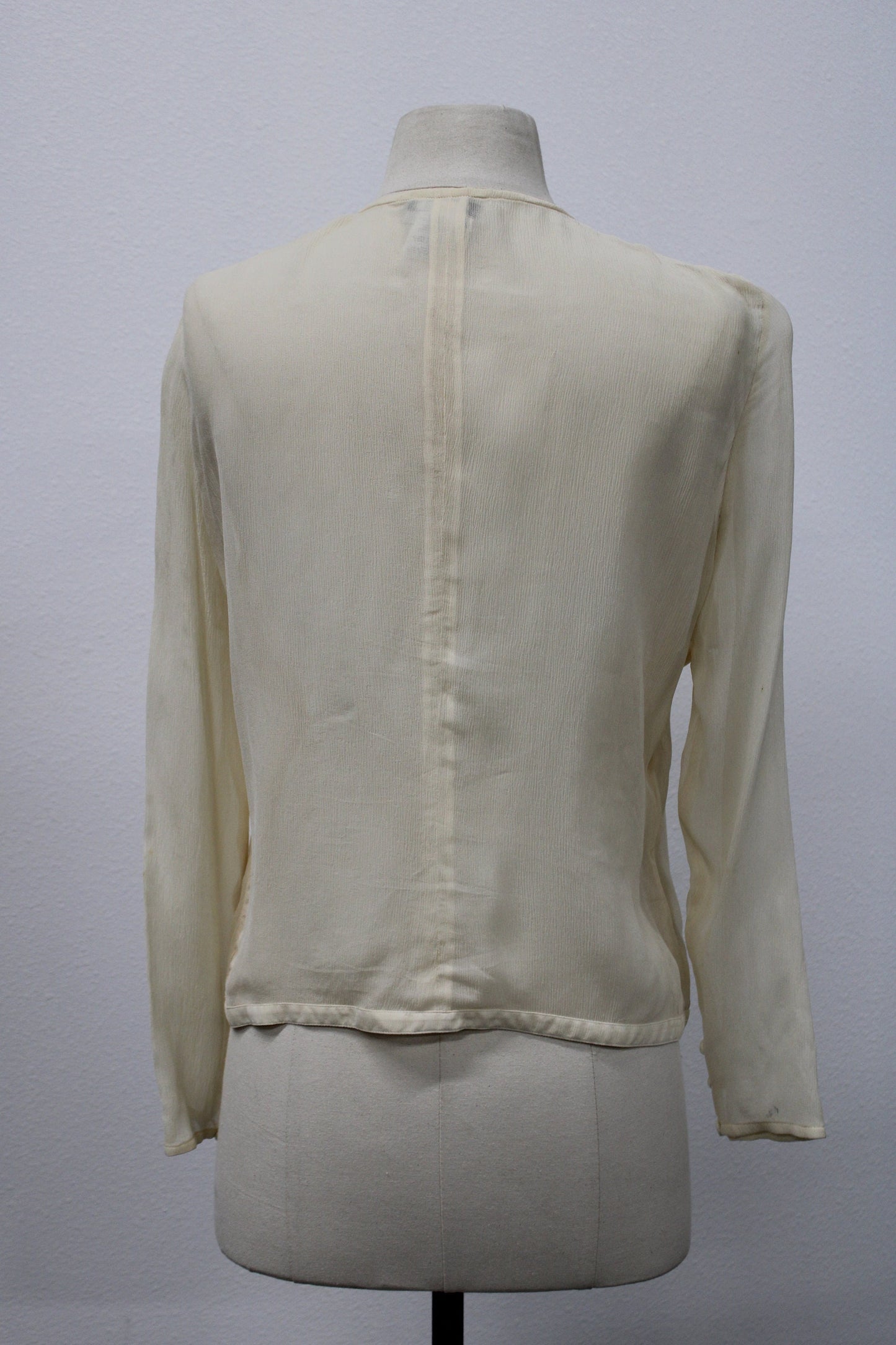 Georgio armani women silk top blouse beige made in italy button up casual off white
