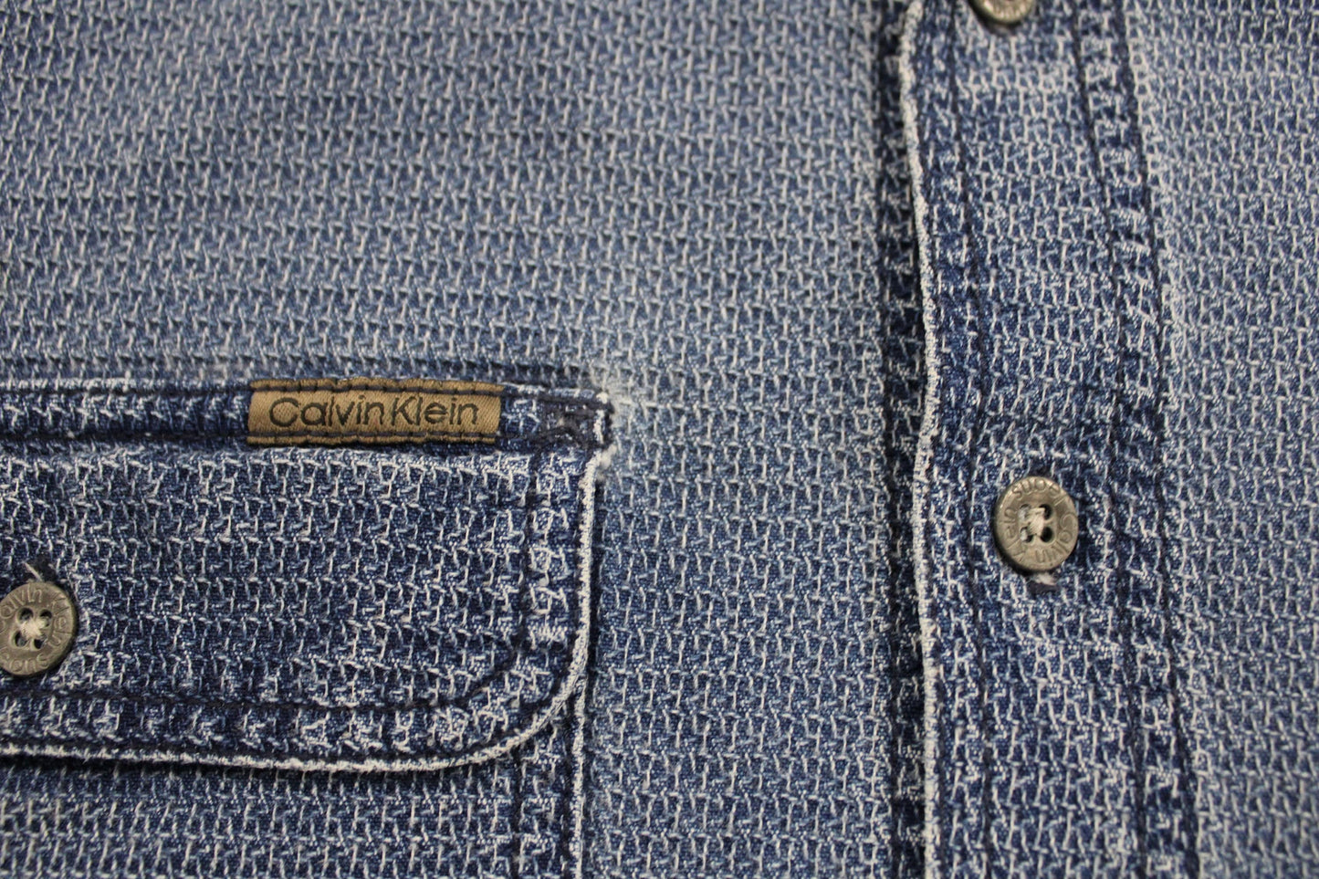 Calvin klein y2k men denim shirt long sleeve blue button up