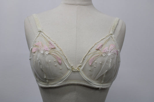 Bralette bra christian dior vintage lace white floral embroidered women sexy rare lingerie